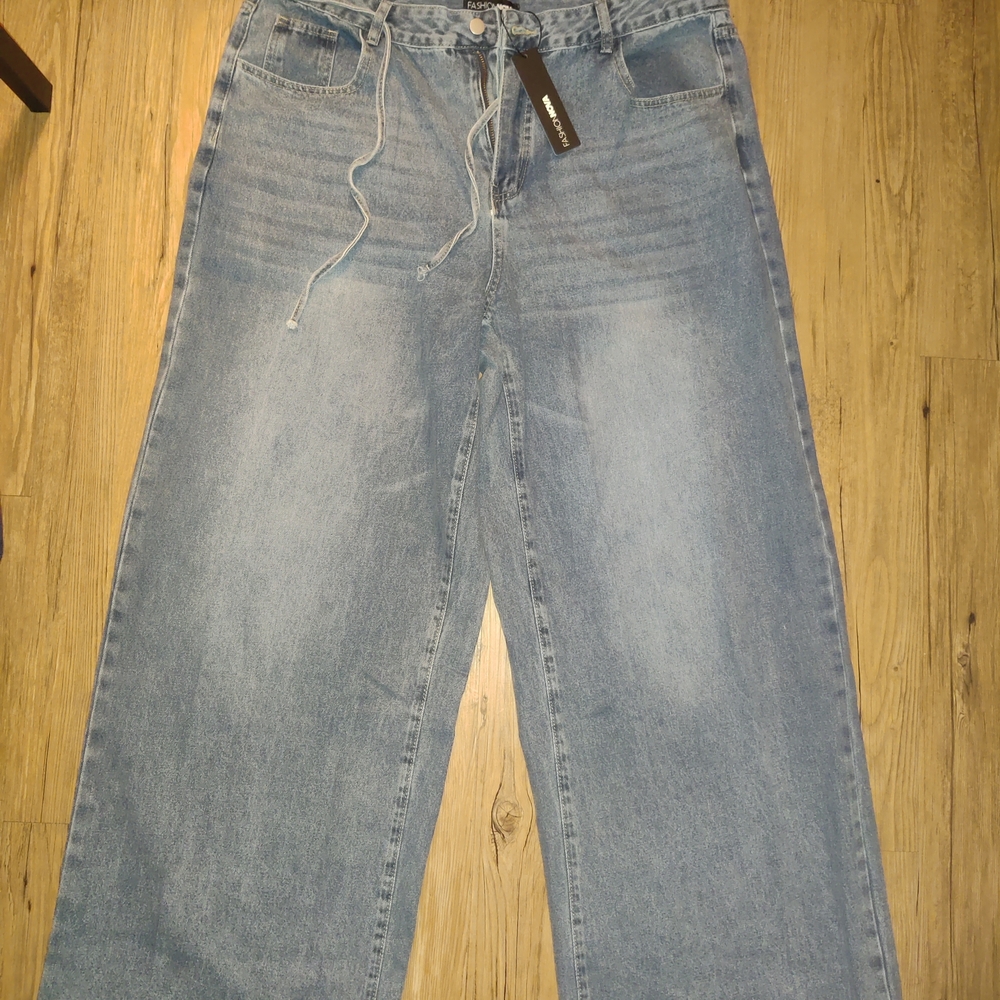 Fashion Nova Light Blue Wide Leg Jeans